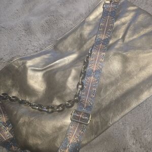 Stylish Gold Women's Bag with Patterned Strap